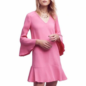 Anthro HD in Paris Carissa Bell-Sleeve Dress Pink Barbie